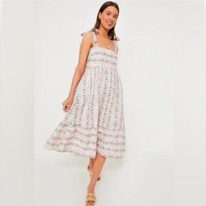 Tuckernuck Hyacinth House Floral Lupine Midi Dress/Size Small